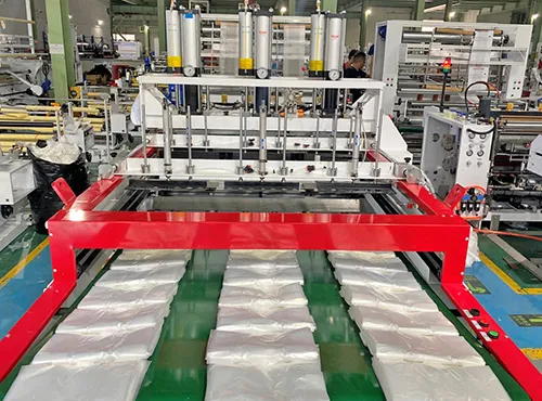 quality control inspection on bag making machine assembly line